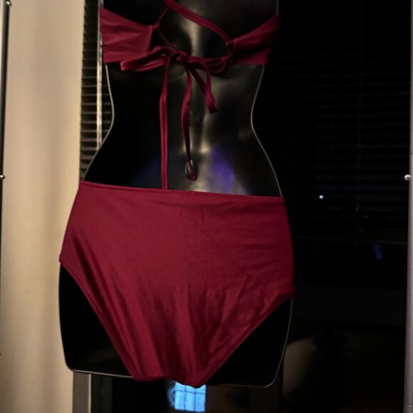 American Eagle Aerie Burgundy Hipster Bikini Cut Bottoms (Part of Set) - Picture 3 of 4